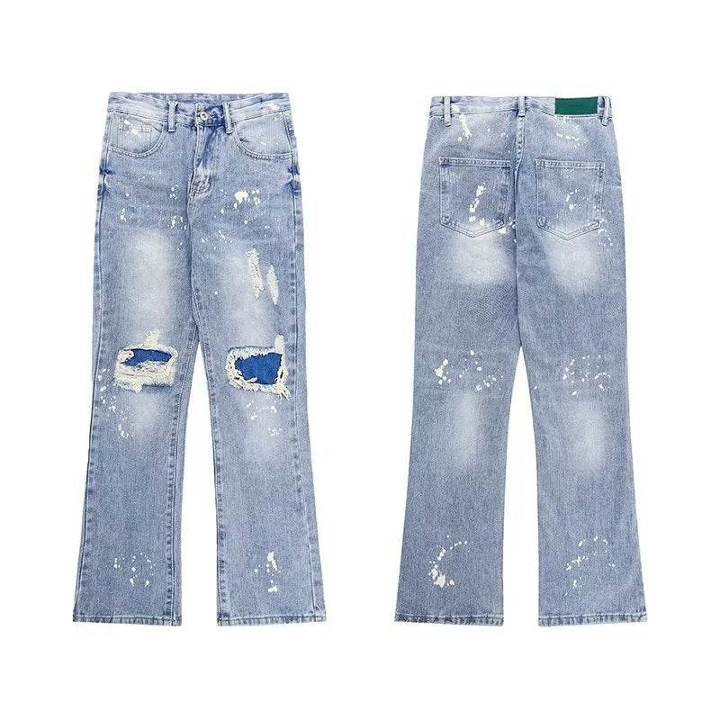 Trendy Men's Straight Trousers - Hand-Painted Jeans in Multiple Sizes - Buy Center