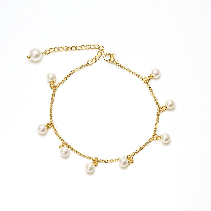 Fashion Stainless Steel Pearl Anklet - Chic Tassel Design for Any Occasion - Buy Center