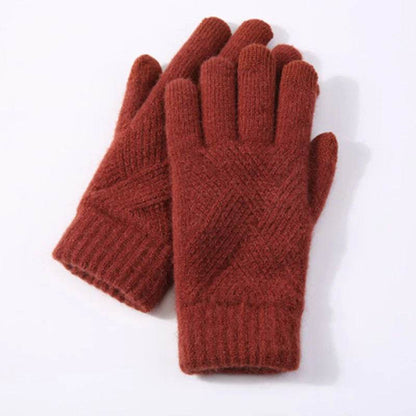 Autumn & Winter Fleece-Lined Knitting Gloves - Double Layer Warmth - Buy Center