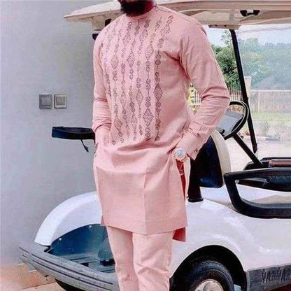 African Ethnic Print Casual Suit for Men - Stylish Cotton Blend Leisurewear
