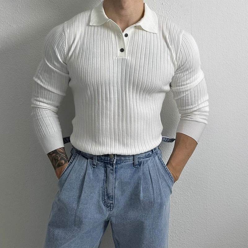 Buycenter Slim-fit Long-sleeved Polo Shirt - Casual Half Zipper Sweater - Buy Center