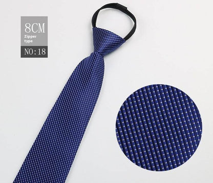 Black Striped Blue Business Tie - Lazy Zip Closure for Easy Wear - Buy Center