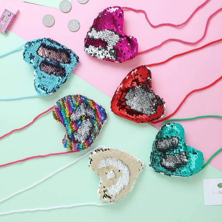 Heart-Shaped Sequined Purse Lanyard - Stylish Girls' Accessory for Gifts - Buy Center