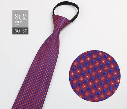 Black Striped Blue Business Tie - Lazy Zip Closure for Easy Wear - Buy Center