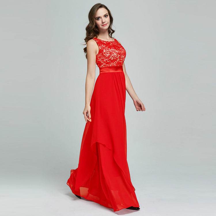 Lace Spliced Chiffon Dress - Stylish Cocktail Dress for Every Occasion - Buy Center