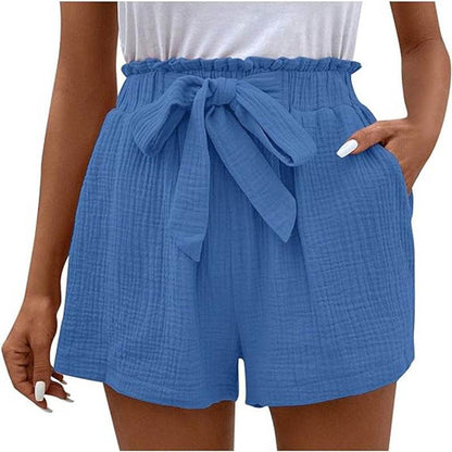 Women's Elastic Waist Casual Shorts - Trendy Wide Leg Design, Solid Colors - Buy Center