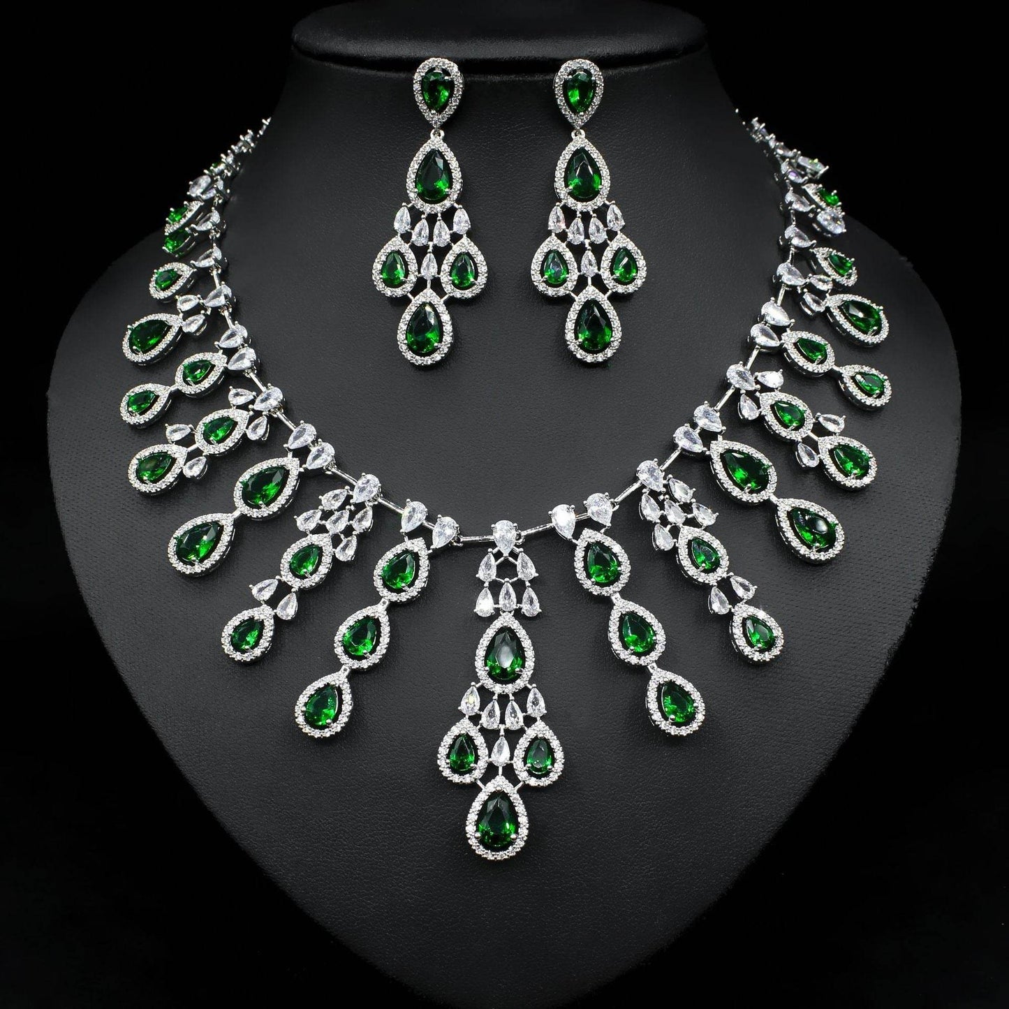Buy Center Women's Zircon Necklace & Earrings Set - Elegant Water Drop Design - Buy Center