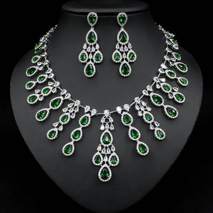 Buy Center Women's Zircon Necklace & Earrings Set - Elegant Water Drop Design - Buy Center