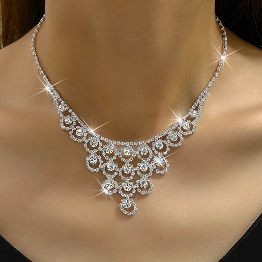 Women's Rhinestone Necklace & Earrings Set - Elegant Marine Life Design - Buy Center