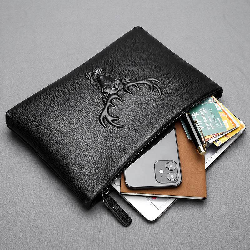Premium Cowhide Men's Clutch - Stylish Briefcase Bag for Modern Elegance - Buy Center
