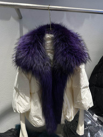 Buycenter Women's White Duck Down Jacket - Temperament Style with Pockets - Buy Center