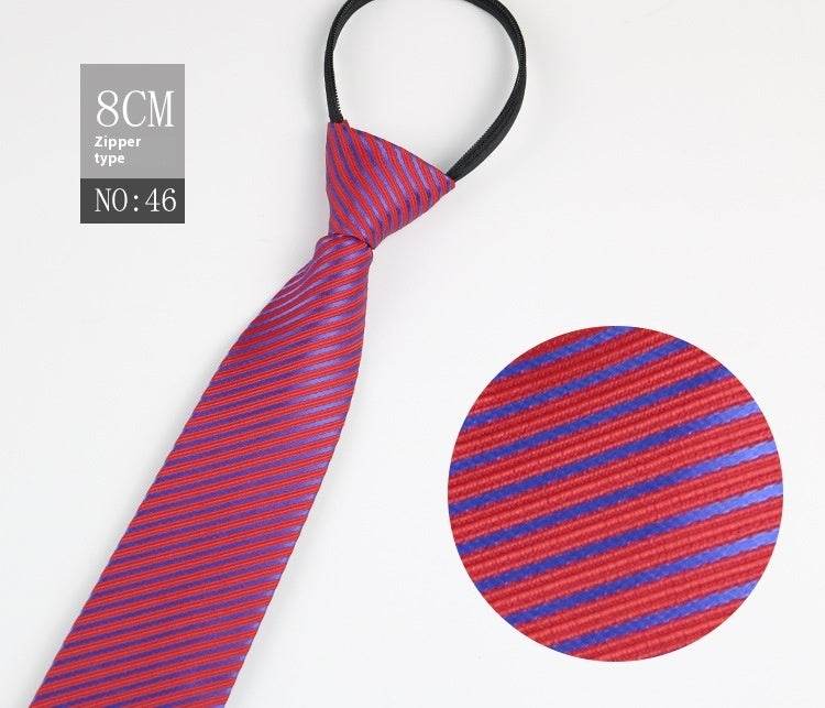 Black Striped Blue Business Tie - Lazy Zip Closure for Easy Wear - Buy Center