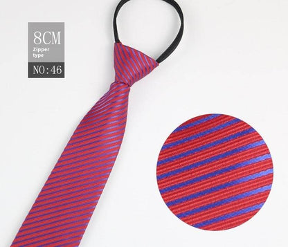 Black Striped Blue Business Tie - Lazy Zip Closure for Easy Wear - Buy Center