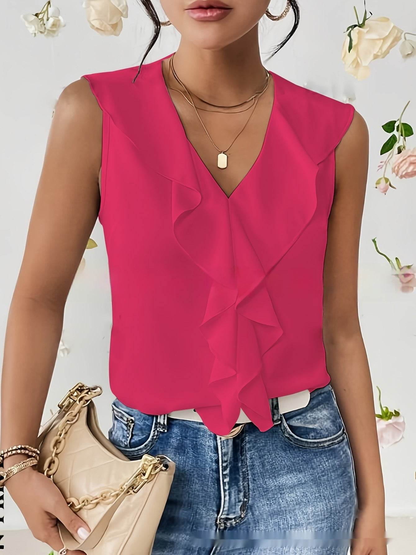 Buycenter Sleeveless Chiffon Shirt - Elegant Ruffles for Every Occasion - Buy Center