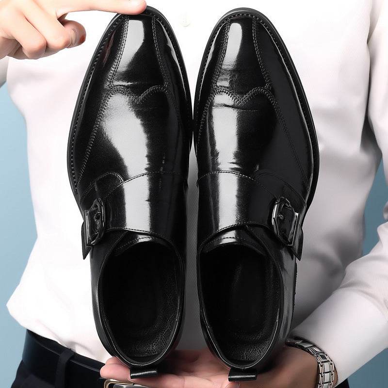 Casual Men's Buckle Leather Shoes - Color-Changing Embroidery Style - Buy Center