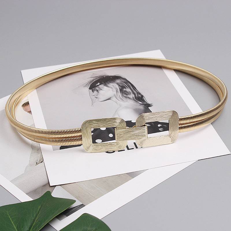Elegant Metal Stretch Belt for Women - Chic Golden Elastic Accessory - Buy Center