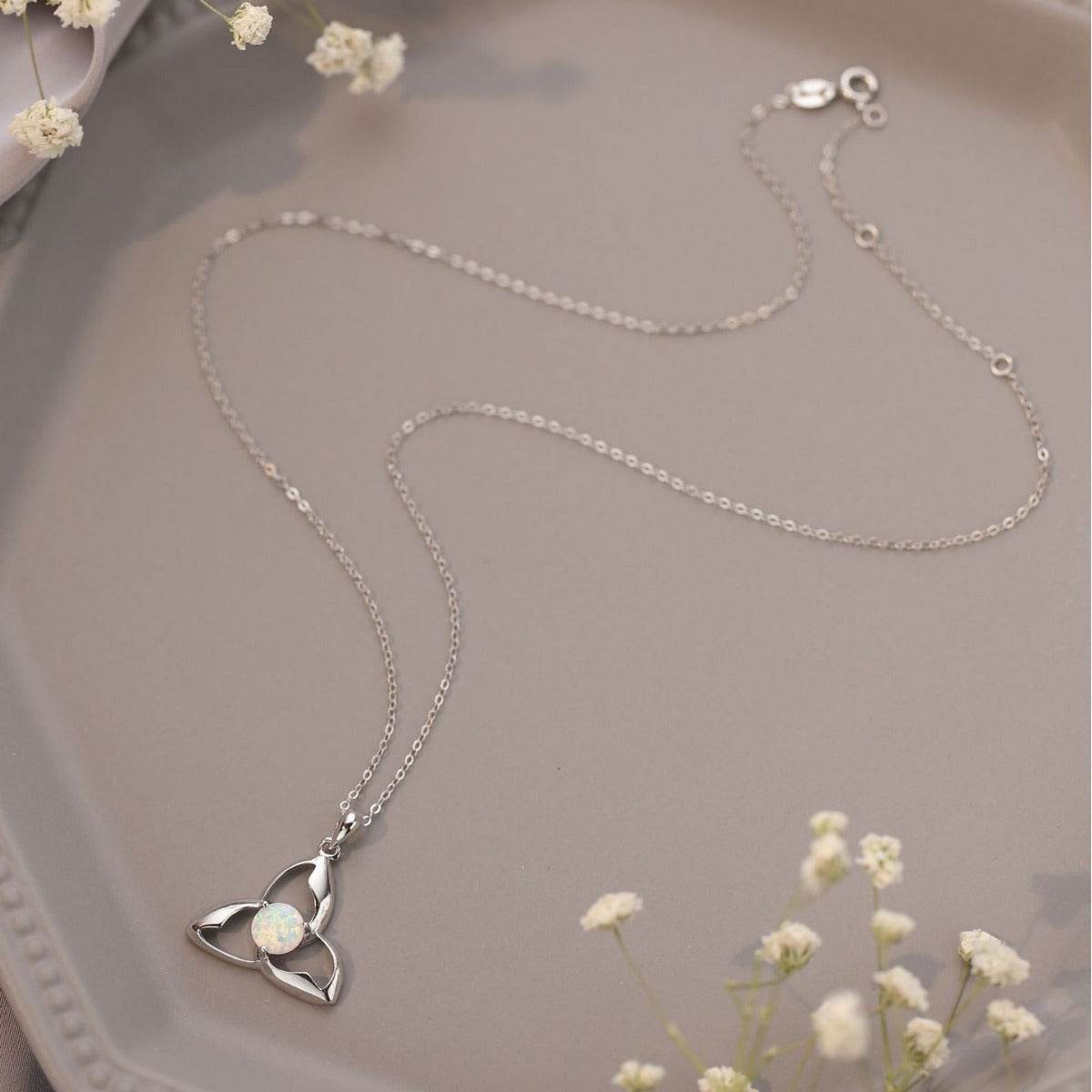 Buycenter 925 Silver Round Opal Necklace - Unisex Cross Chain Jewelry - Buy Center