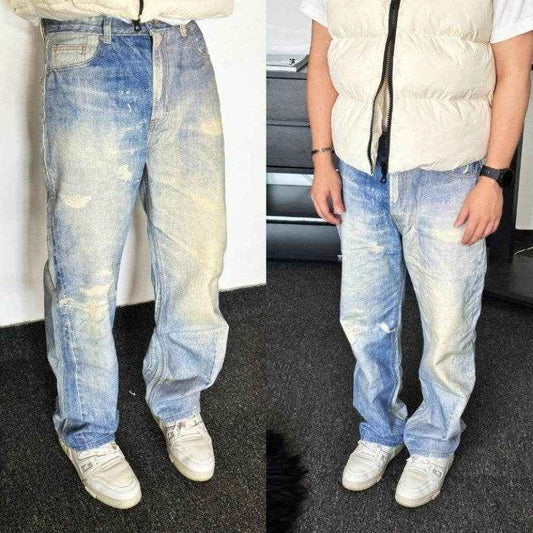 Light Blue Distressed Jeans for Men - Modern Style & Comfort