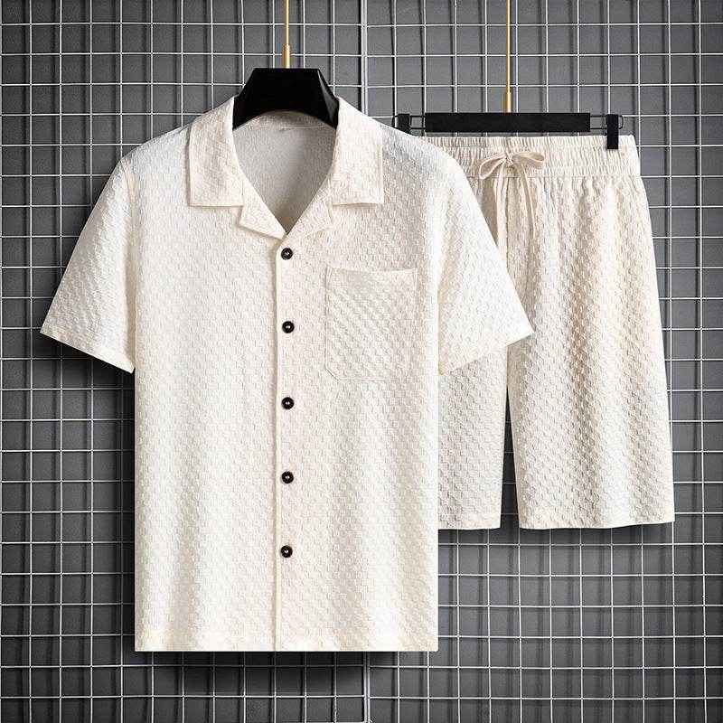 Trendy Lapel Short Sleeve Shorts Suit - Stylish Man Pajama Set for All Occasions