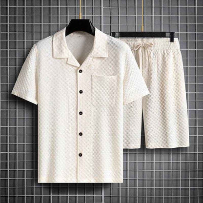 Trendy Lapel Short Sleeve Shorts Suit - Stylish Man Pajama Set for All Occasions