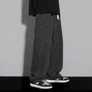 Men's Loose Wide Leg Straight Jeans - Cotton Casual Denim Pants - Buy Center