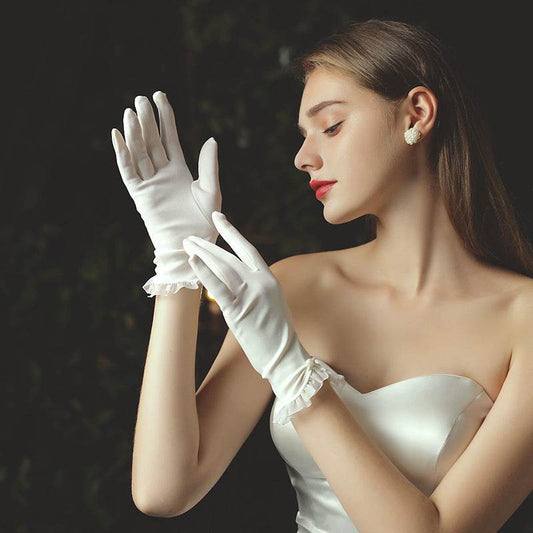 Elegant Short Tulle Bridal Gloves - Perfect Wedding Accessory for Brides - Buy Center