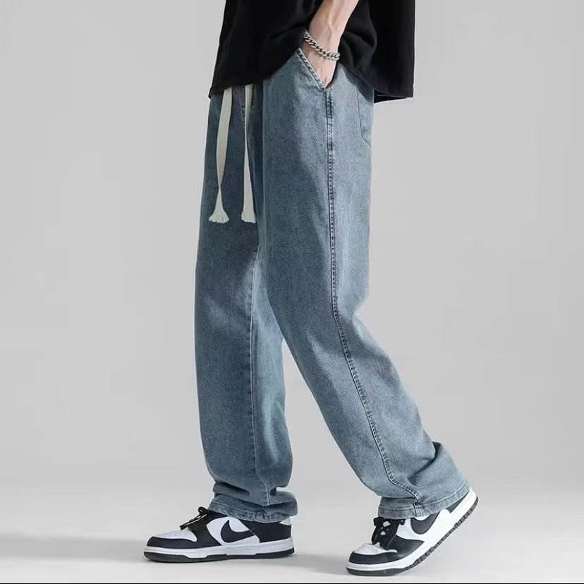 Men's Loose Wide Leg Straight Jeans - Cotton Casual Denim Pants - Buy Center