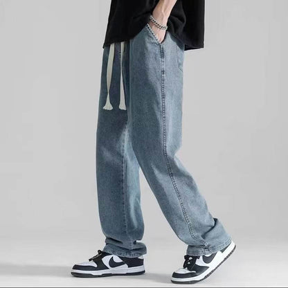 Men's Loose Wide Leg Straight Jeans - Cotton Casual Denim Pants - Buy Center
