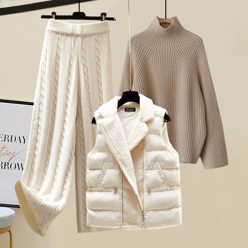 Buycenter Women's Autumn Winter Sweater Vest and Pants Set - Stylish Comfort - Buy Center