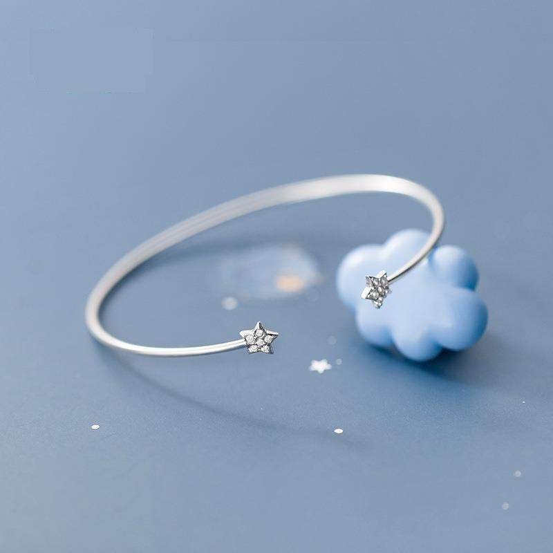 Buycenter S925 Silver Bracelet - Korean Style with Rhinestone Star - Buy Center