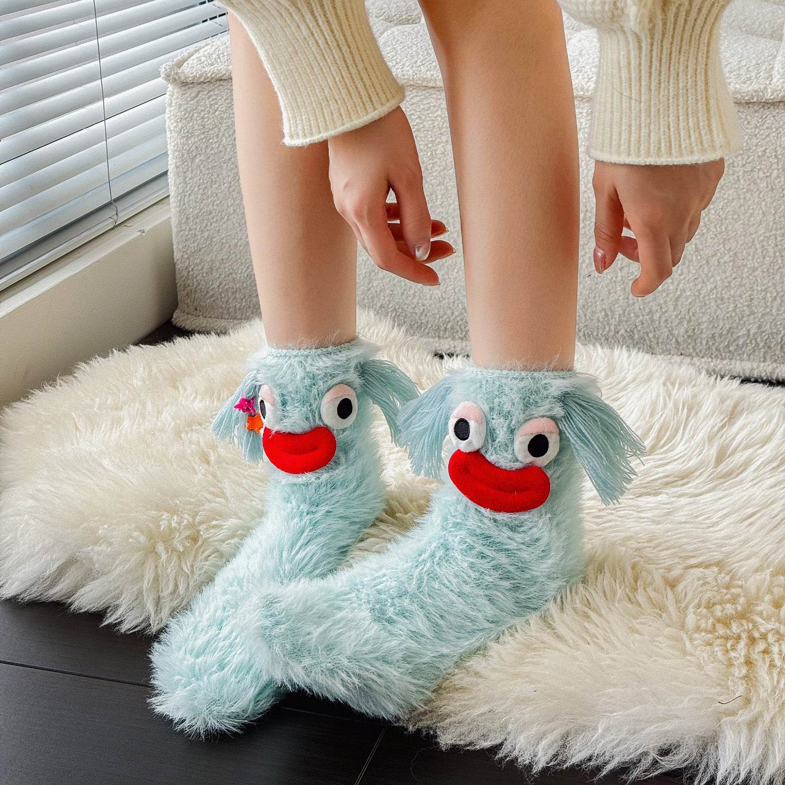 Funny Plush Thermal Mid-Calf Socks for Women - Cozy & Stylish Designs - Buy Center