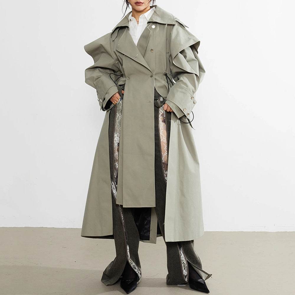 Trendy Women's Elastic Waisted Trench Coat - Autumn Street Style 2025 - Buy Center