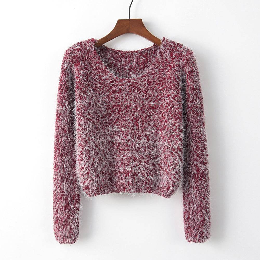 Solid Color Round Neck Pullover Sweater - Trendy Casual for Women - Buy Center