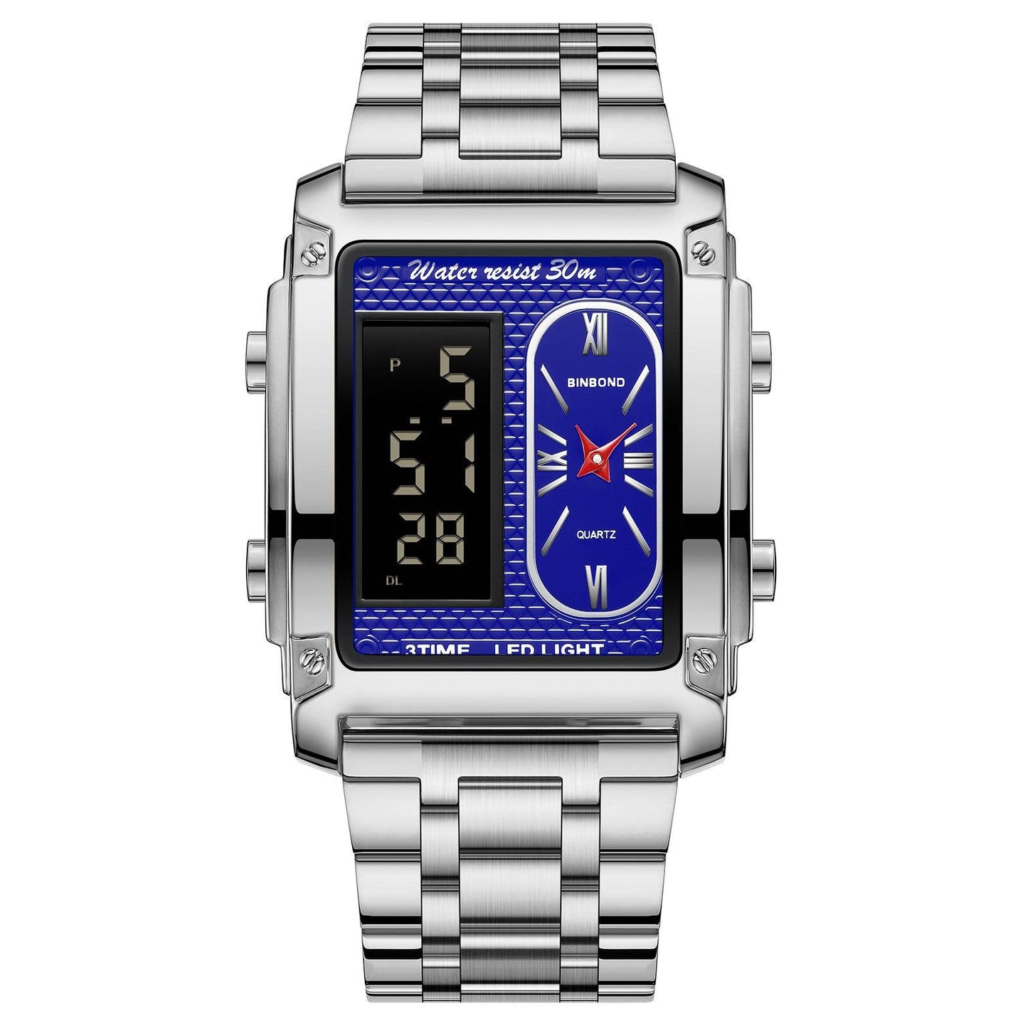 Men's Creative Steel Belt Digital Watch - Waterproof & Multi-Functional Style - Buy Center