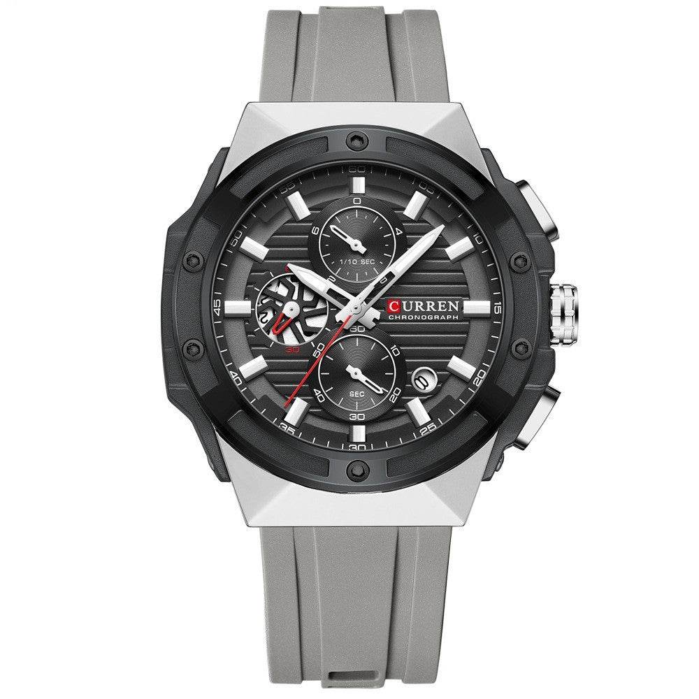Men's Six-pin Tape Quartz Watch - Stylish Black & Blue Sports Variants - Buy Center