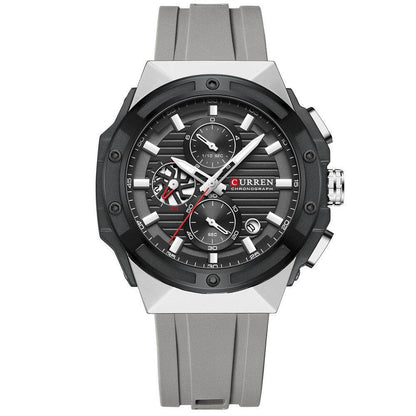 Men's Six-pin Tape Quartz Watch - Stylish Black & Blue Sports Variants - Buy Center