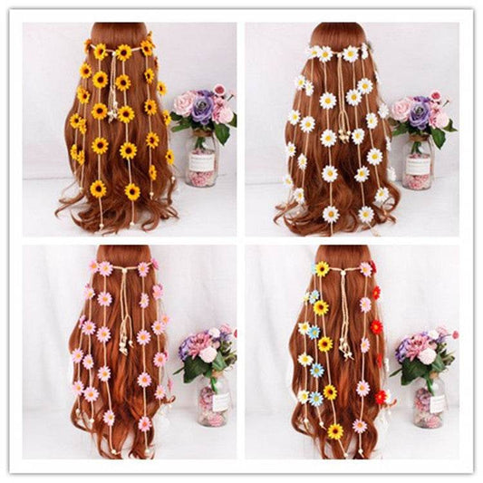 Bohemian Sun Flower Hair Band - Handmade Daisy Garland Accessory - Buy Center