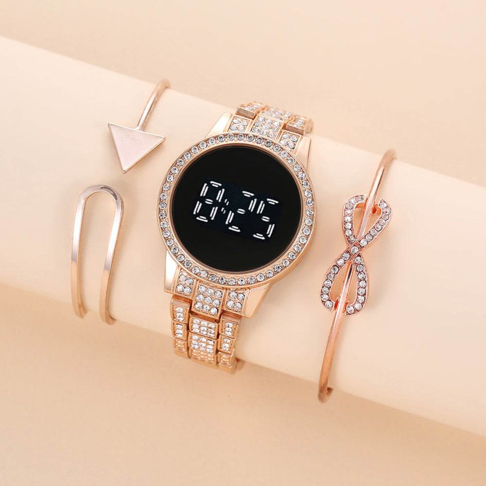 Buy Center Rose Gold LED Touch Screen Watch - Diamonds & Chronograph - Buy Center