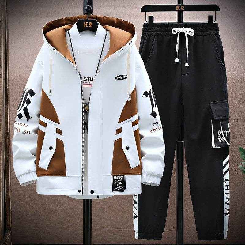 Men's Fall Jacket and Trousers Set - Stylish Leisure Wear for All Sizes