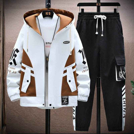 Men's Fall Jacket and Trousers Set - Stylish Leisure Wear for All Sizes