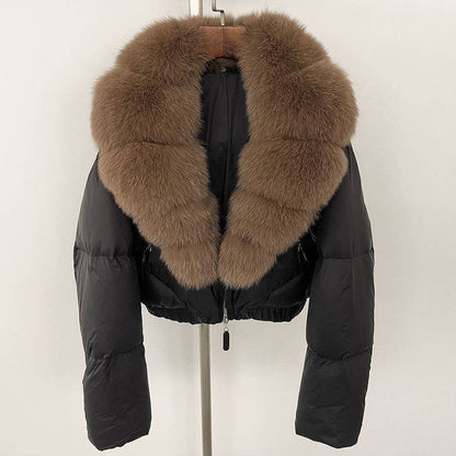 Luxurious Fox Fur Collar Down Jacket - Thick Stylish Coat for Women - Buy Center