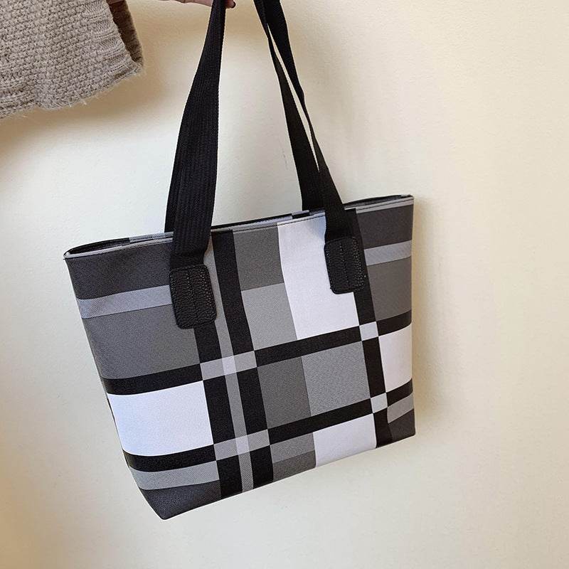 Buycenter Large Capacity Plaid Shopping Bag - Soft PU Evening Bag - Buy Center