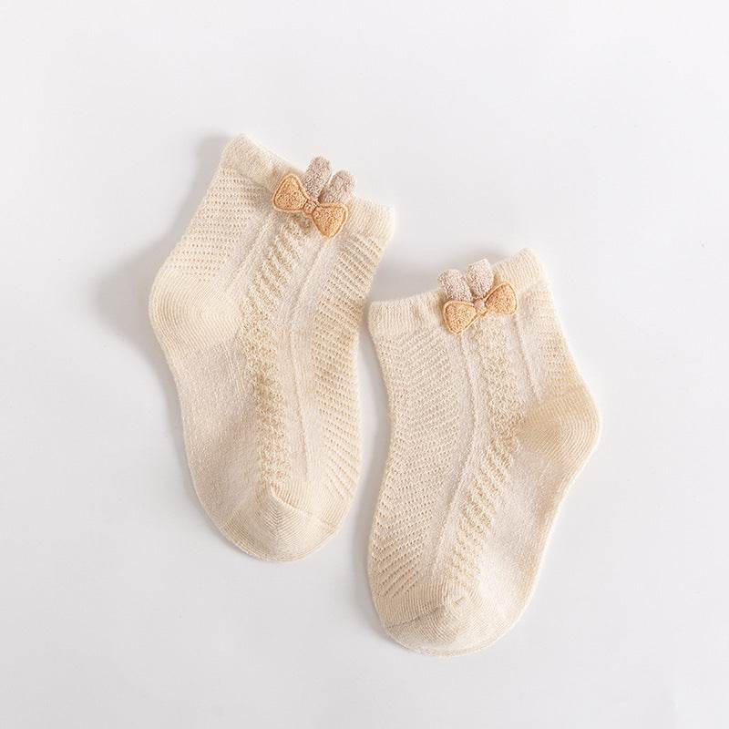 Cute Breathable Mesh Baby Socks - Thin Cotton, Striped & Cartoon Designs - Buy Center