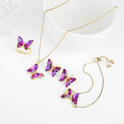 Buycenter Lucky Crystal Butterfly Jewelry Set - Necklace, Earrings & More - Buy Center
