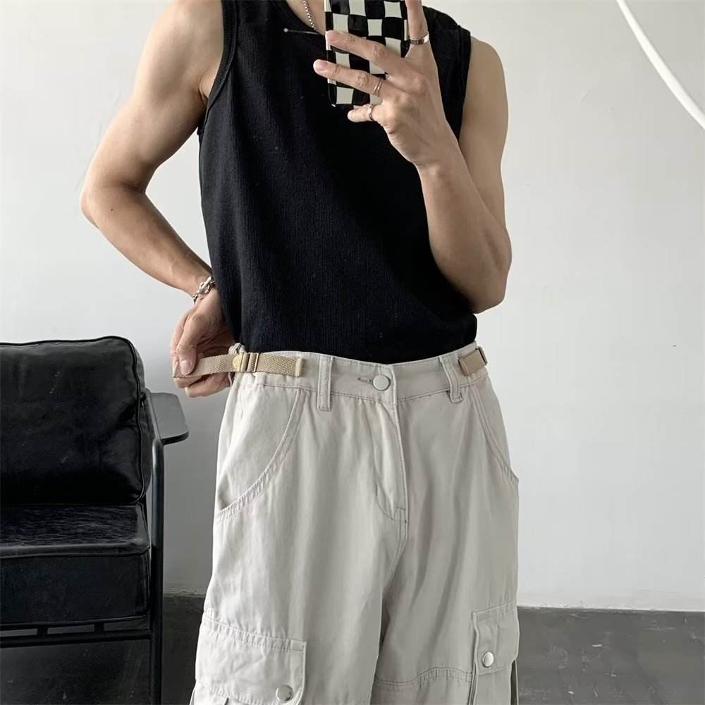 American Retro Ami Men's Khaki Overalls - Trendy Cargo Pants 2025 - Buy Center