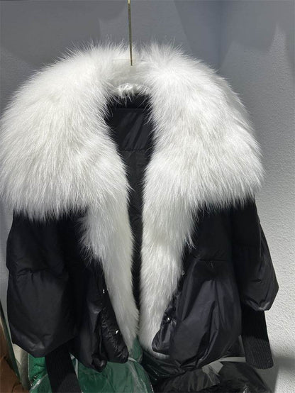 Buycenter Women's White Duck Down Jacket - Temperament Style with Pockets - Buy Center