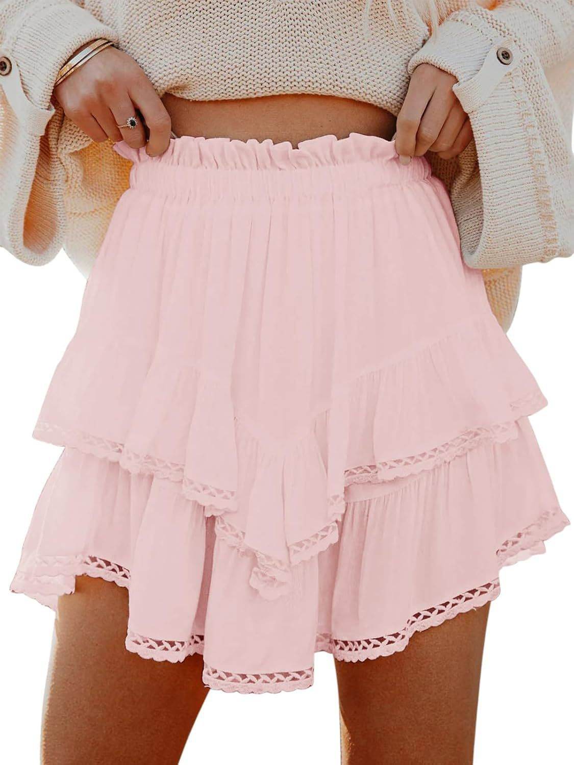 Casual Bohemian Pleated Layered Skirt - Built-in Shorts for Comfort - Buy Center
