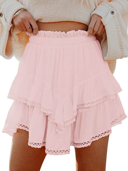 Casual Bohemian Pleated Layered Skirt - Built-in Shorts for Comfort - Buy Center