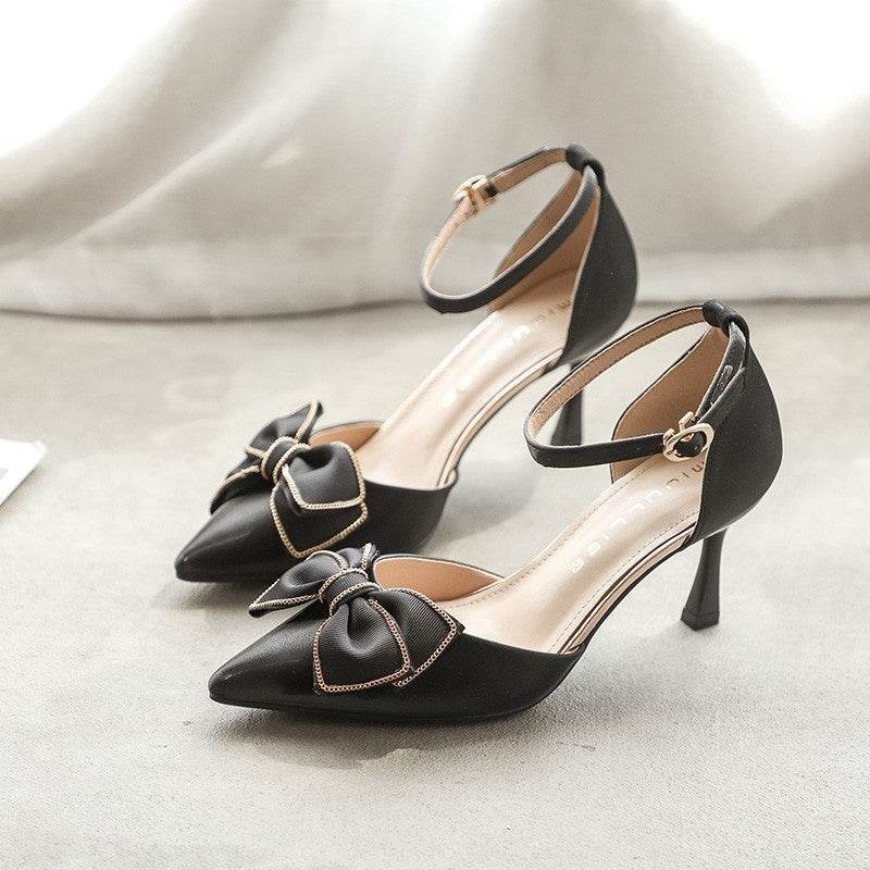 Buycenter Women's Bow Buckle Stiletto Heels - Stylish and Elegant Pumps - Buy Center