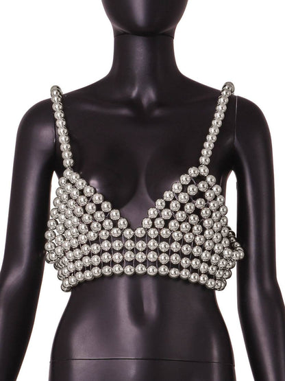 Sexy Fashion Pearl Suspender Vest - Stylish Women's Camis for Any Occasion - Buy Center